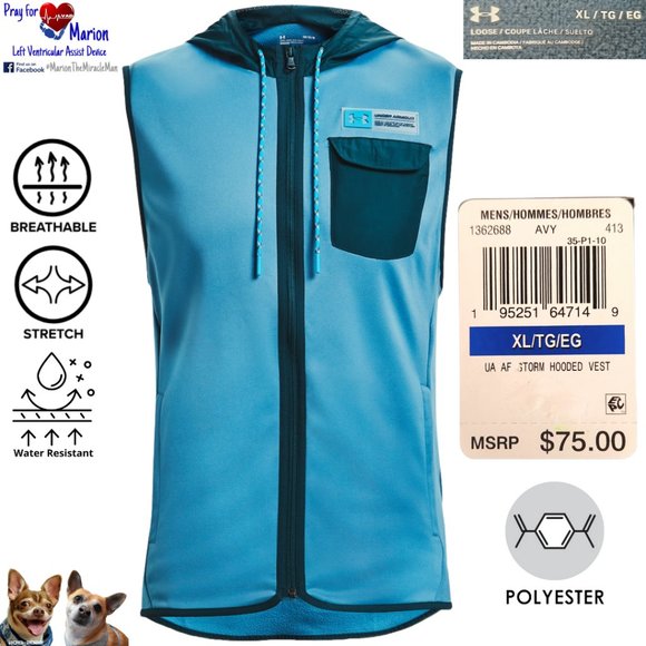 Under Armour XL Blue Dark 01 Armour Fleece® Storm Hooded Vest 1362688